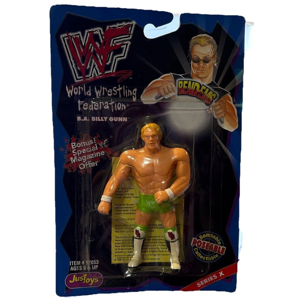 Vintage WWF BA Billy Gunn Bend-Ums Justoys Series X 1996 MOC Figure #12053 WWE
